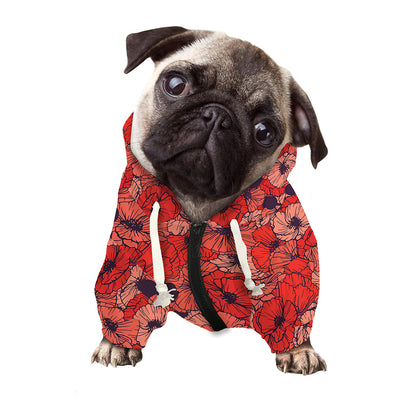 Armistice Day Poppy Pattern Print Dog Zip Up Hoodie