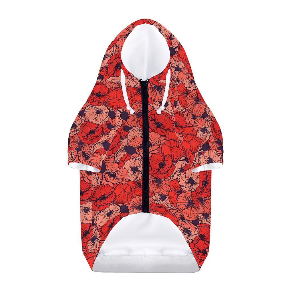 Armistice Day Poppy Pattern Print Dog Zip Up Hoodie
