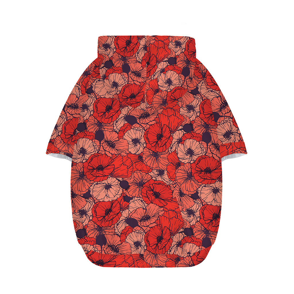 Armistice Day Poppy Pattern Print Dog Zip Up Hoodie