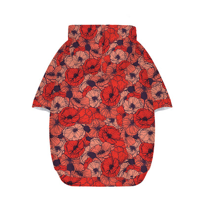Armistice Day Poppy Pattern Print Dog Zip Up Hoodie