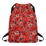 Armistice Day Poppy Pattern Print Drawstring Backpack