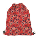 Armistice Day Poppy Pattern Print Drawstring Bag