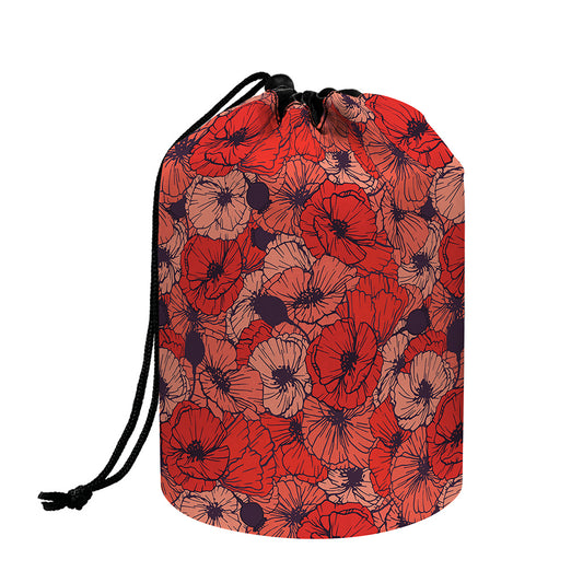 Armistice Day Poppy Pattern Print Drawstring Makeup Bag