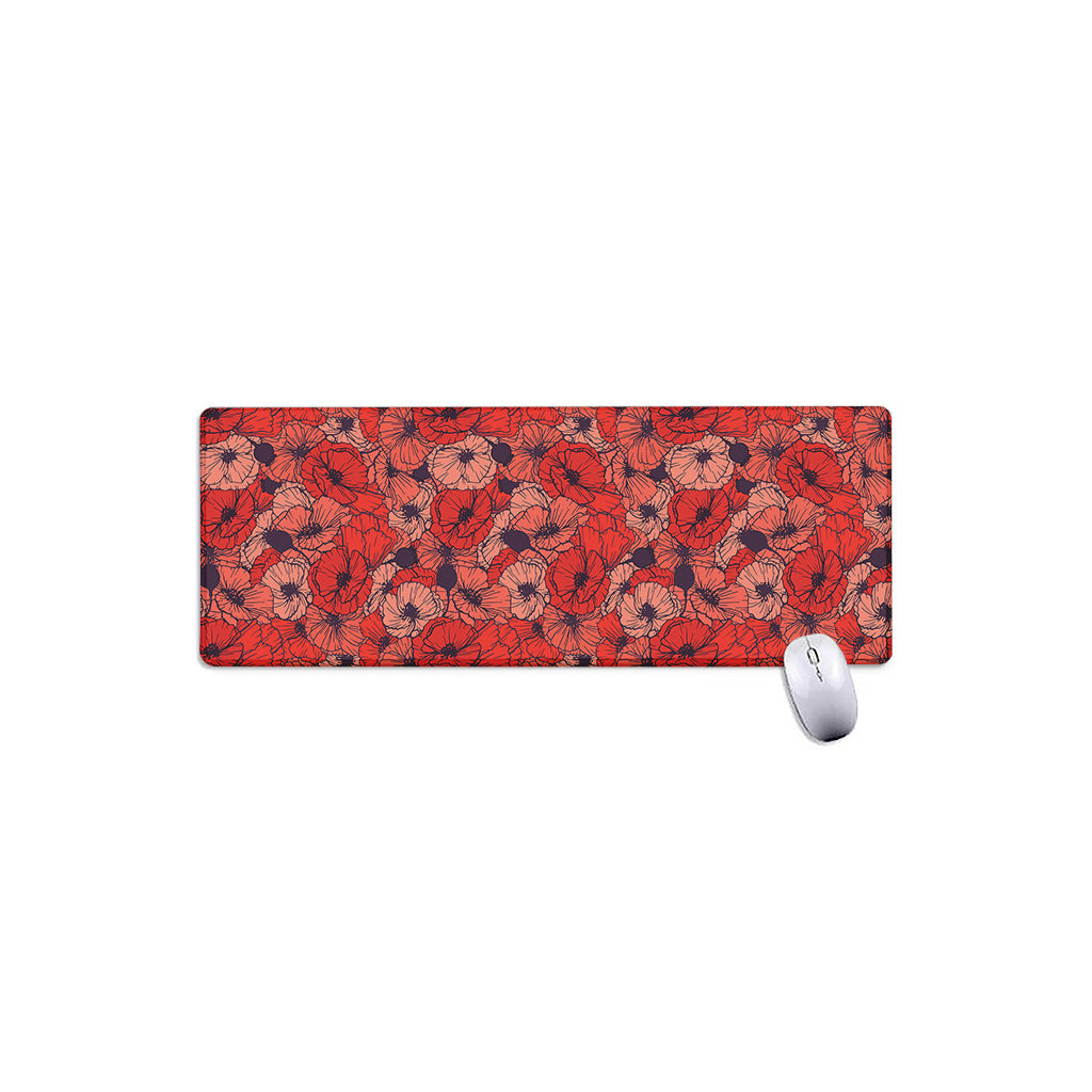 Armistice Day Poppy Pattern Print Extended Mouse Pad