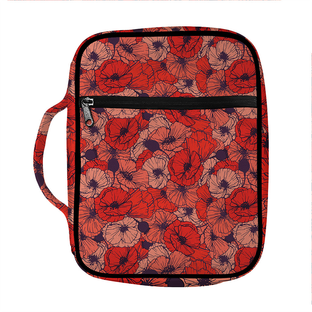 Armistice Day Poppy Pattern Print Front Pocket Bible Bag