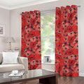 Armistice Day Poppy Pattern Print Grommet Curtains