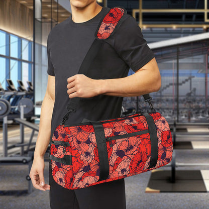 Armistice Day Poppy Pattern Print Gym Bag