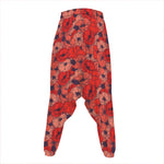 Armistice Day Poppy Pattern Print Hammer Pants