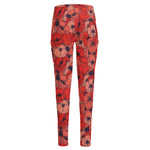 Armistice Day Poppy Pattern Print High-Waisted Pocket Leggings