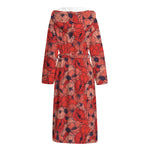 Armistice Day Poppy Pattern Print Hooded Bathrobe
