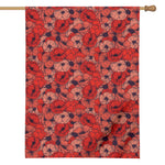 Armistice Day Poppy Pattern Print House Flag