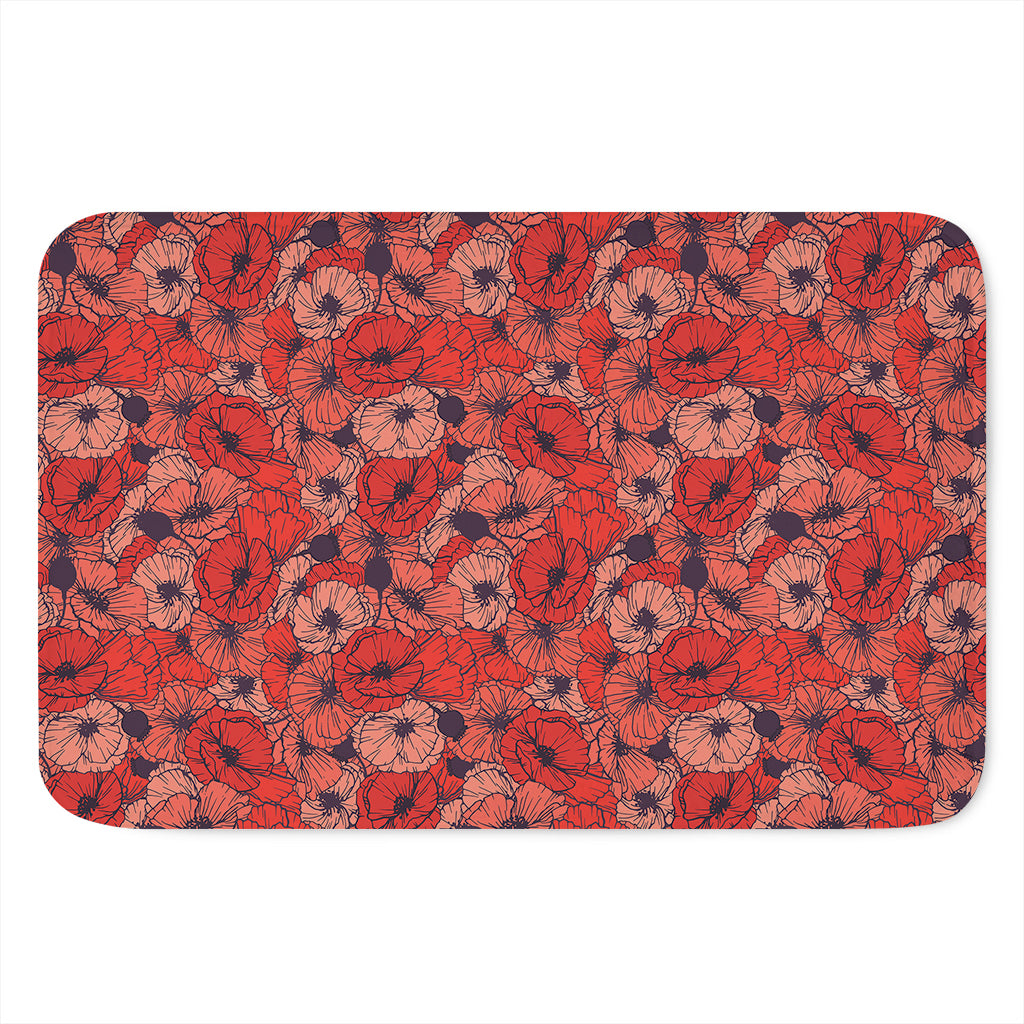 Armistice Day Poppy Pattern Print Indoor Door Mat