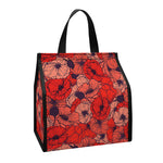 Armistice Day Poppy Pattern Print Insulated Lunch Tote