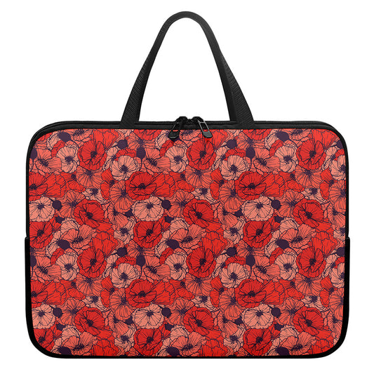 Armistice Day Poppy Pattern Print Laptop Sleeve With Handle