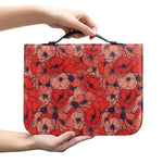 Armistice Day Poppy Pattern Print Leather Bible Cover