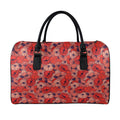 Armistice Day Poppy Pattern Print Leather Duffel Bag