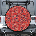 Armistice Day Poppy Pattern Print Leather Spare Tire Cover