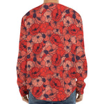 Armistice Day Poppy Pattern Print Long Sleeve Baseball Jersey