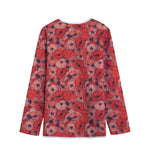 Armistice Day Poppy Pattern Print Long Sleeve Short Coat