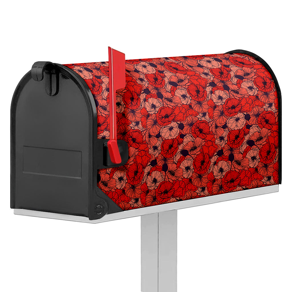 Armistice Day Poppy Pattern Print Mailbox Cover