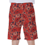 Armistice Day Poppy Pattern Print Men's Beach Shorts