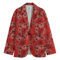 Armistice Day Poppy Pattern Print Men's Cotton Blazer