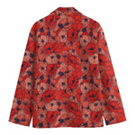 Armistice Day Poppy Pattern Print Men's Cotton Blazer
