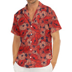 Armistice Day Poppy Pattern Print Men's Deep V-Neck Shirt