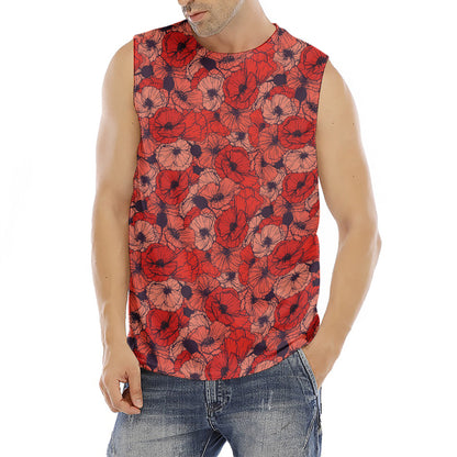 Armistice Day Poppy Pattern Print Men's Fitness Tank Top