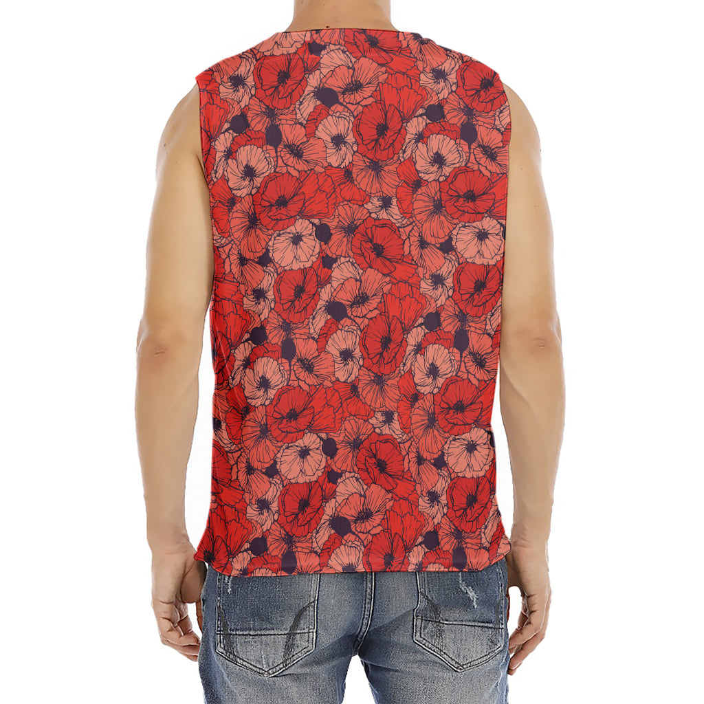 Armistice Day Poppy Pattern Print Men's Fitness Tank Top