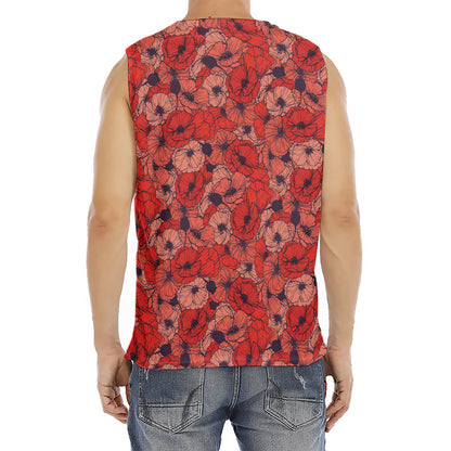 Armistice Day Poppy Pattern Print Men's Fitness Tank Top
