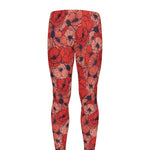 Armistice Day Poppy Pattern Print Men's leggings