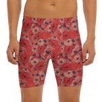 Armistice Day Poppy Pattern Print Men's Long Boxer Briefs