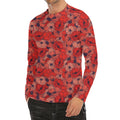 Armistice Day Poppy Pattern Print Men's Long Sleeve Rash Guard