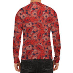 Armistice Day Poppy Pattern Print Men's Long Sleeve Rash Guard