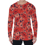 Armistice Day Poppy Pattern Print Men's Long Sleeve T-Shirt