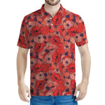 Armistice Day Poppy Pattern Print Men's Polo Shirt