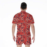Armistice Day Poppy Pattern Print Men's Rompers