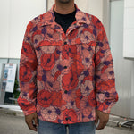 Armistice Day Poppy Pattern Print Men's Shirt Jacket