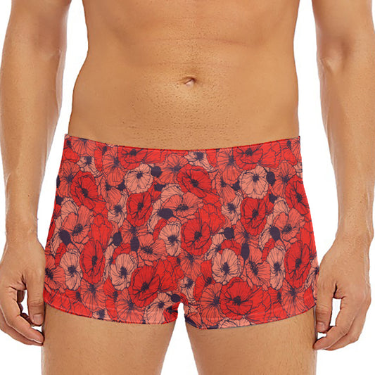 Armistice Day Poppy Pattern Print Men's Short Boxer Briefs