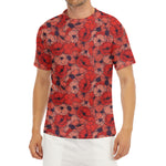 Armistice Day Poppy Pattern Print Men's Short Sleeve Rash Guard