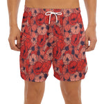 Armistice Day Poppy Pattern Print Men's Split Running Shorts