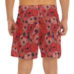 Armistice Day Poppy Pattern Print Men's Split Running Shorts