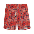 Armistice Day Poppy Pattern Print Men's Athletic Shorts