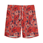 Armistice Day Poppy Pattern Print Men's Sports Shorts