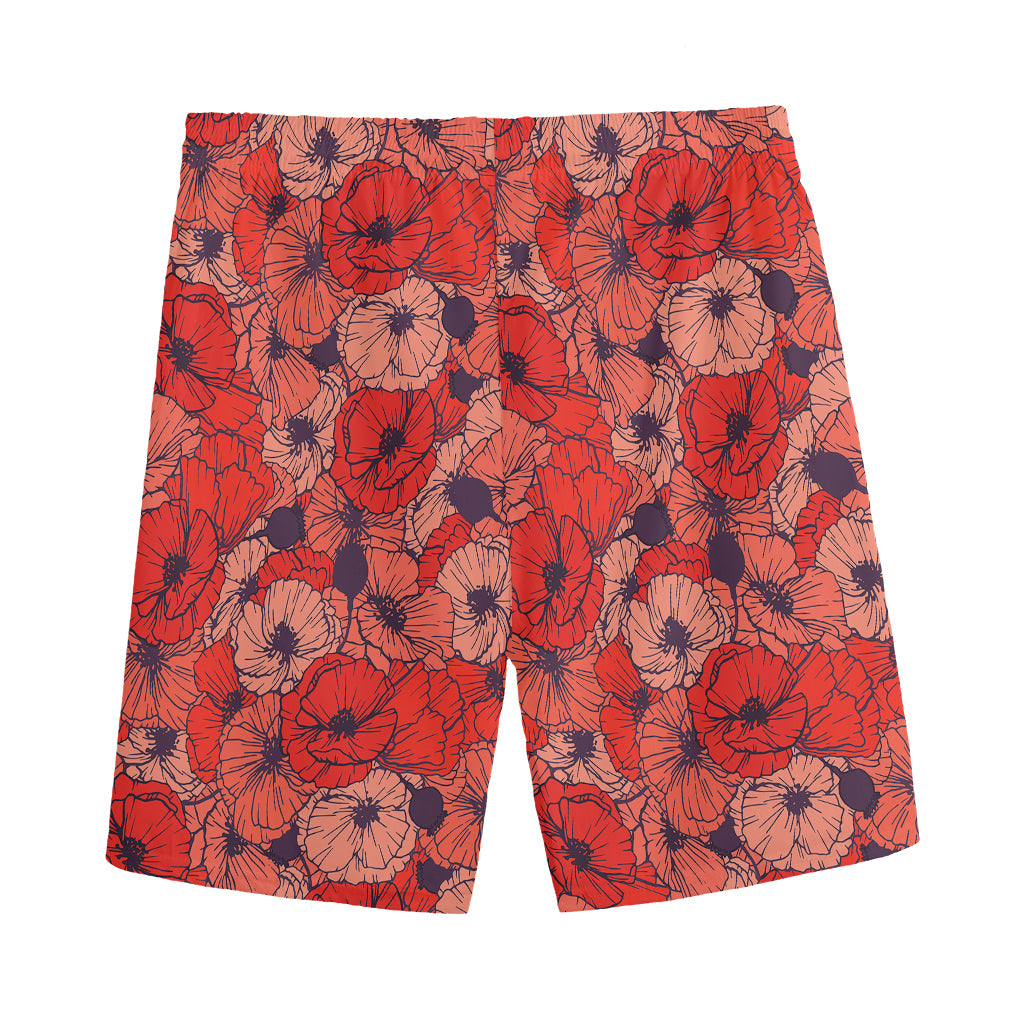 Armistice Day Poppy Pattern Print Men's Sports Shorts