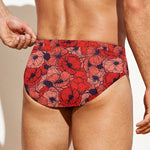 Armistice Day Poppy Pattern Print Men's Swim Briefs