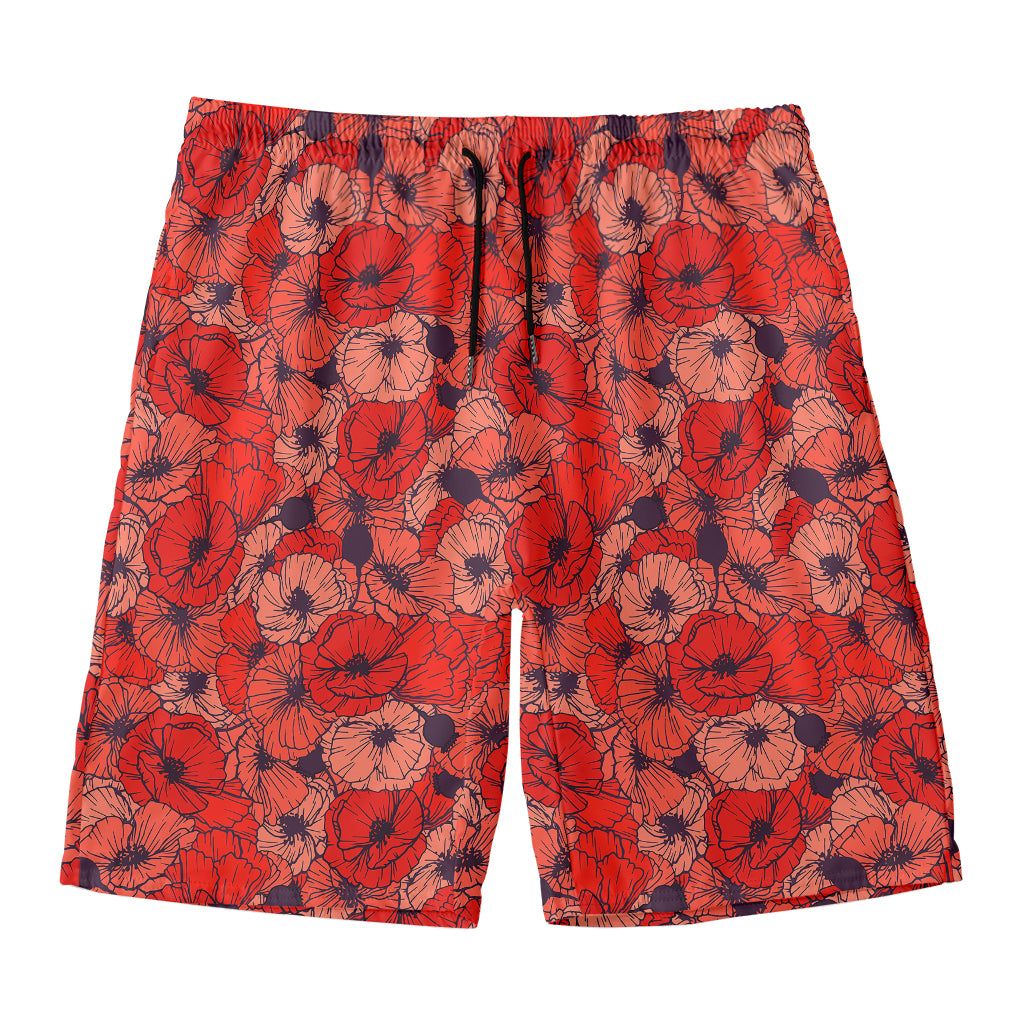 Armistice Day Poppy Pattern Print Men's Swim Trunks