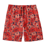 Armistice Day Poppy Pattern Print Men's Swim Trunks