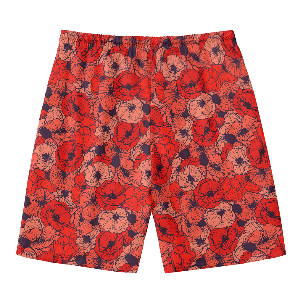 Armistice Day Poppy Pattern Print Men's Swim Trunks
